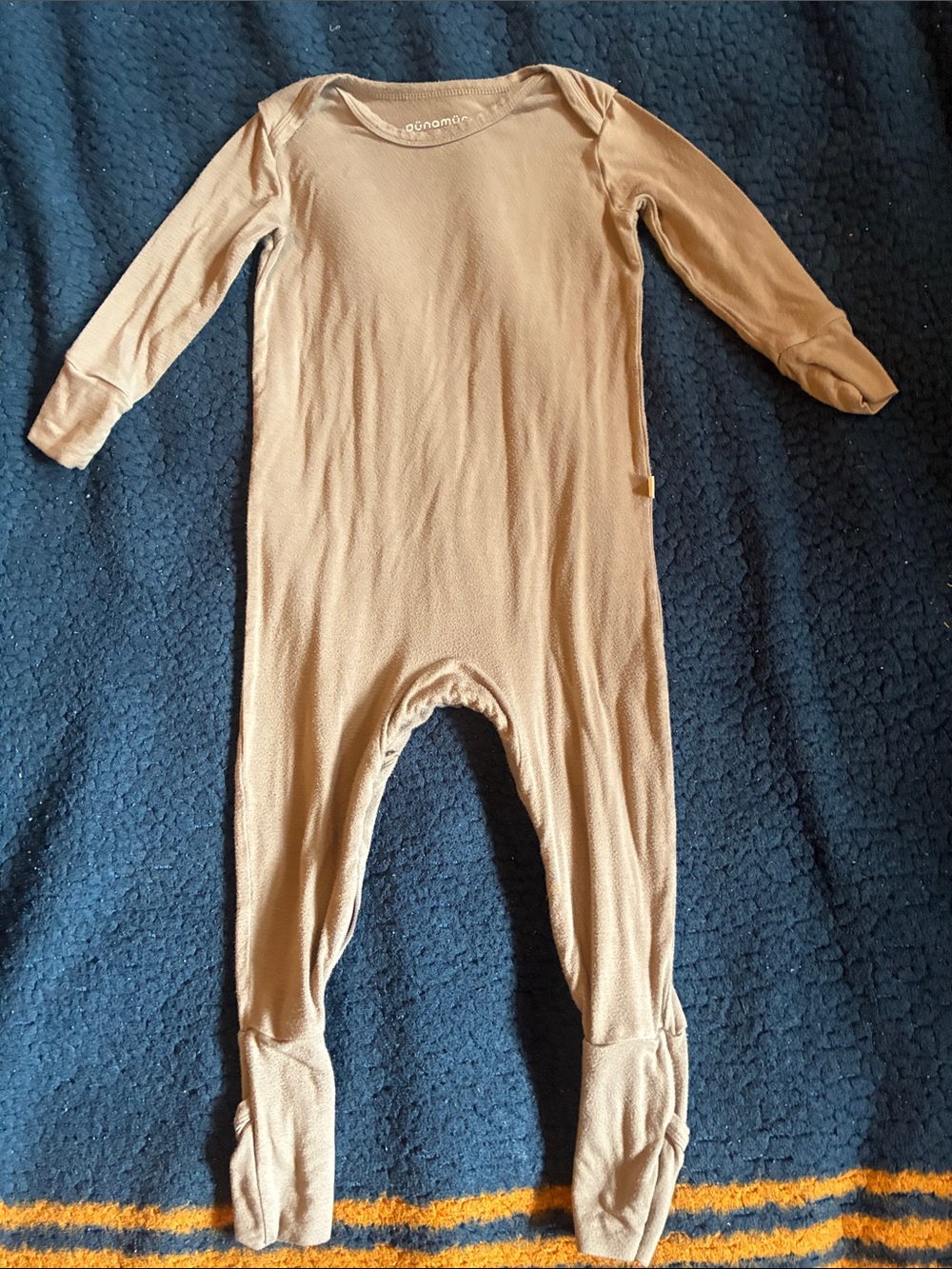 Gunamuna Neutral Beige Long-Sleeve Baby Footed One-Piece